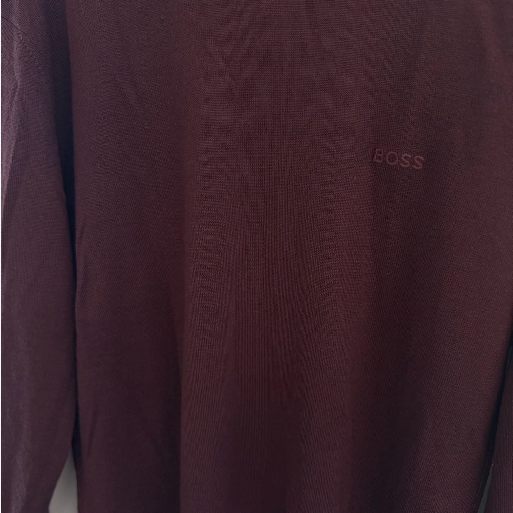 BOSS by Hugo Boss Men’s Mock Neck Maroon Sweater size Medium w/BOSS Embroidery - Picture 7 of 9